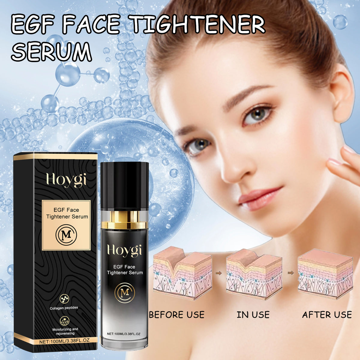Egf Face Tightener Serum, Fade Tender Skin Moisturizing Facial Spots Wrinkle Firming Moisturizing Essence